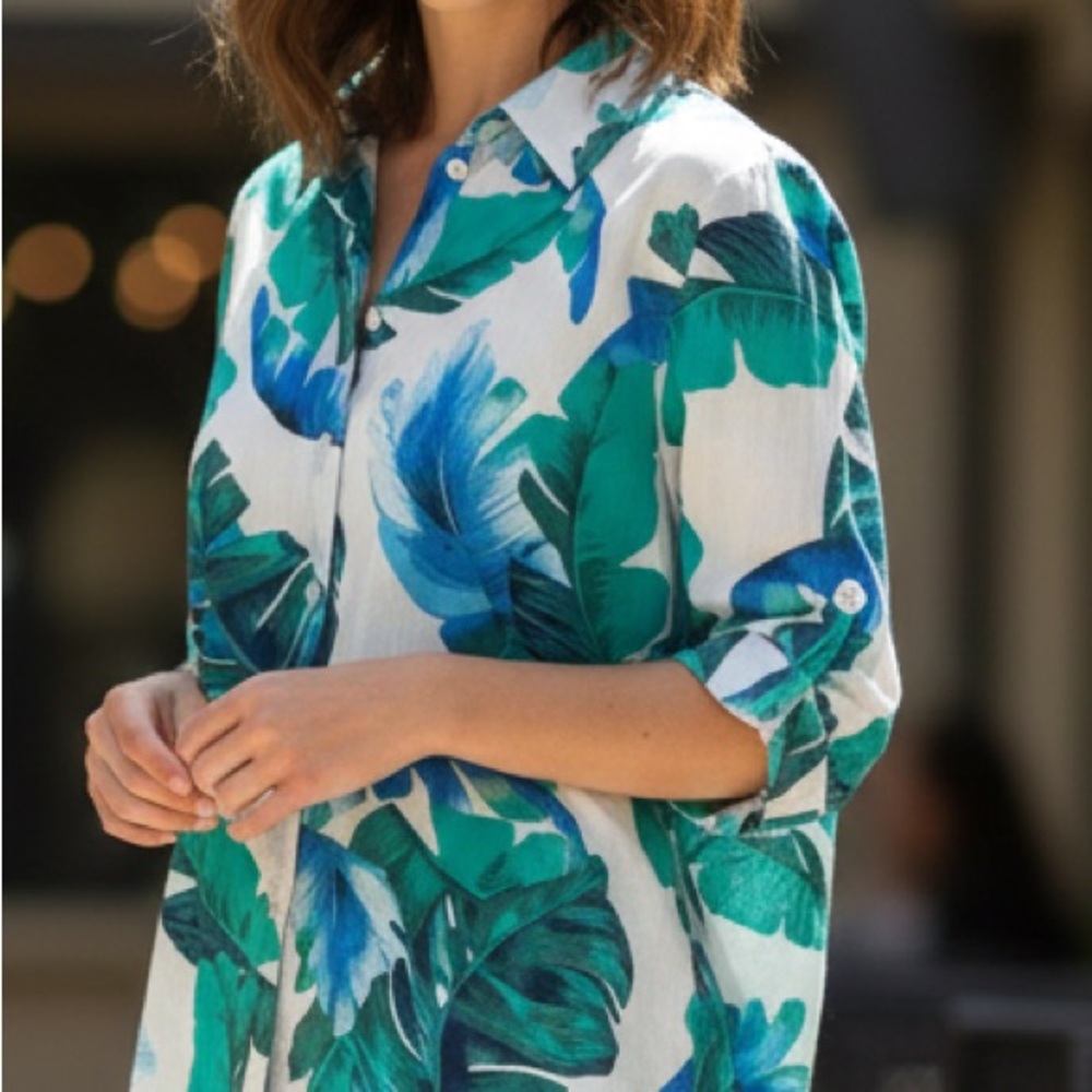 Alia Tropical Print Shirt